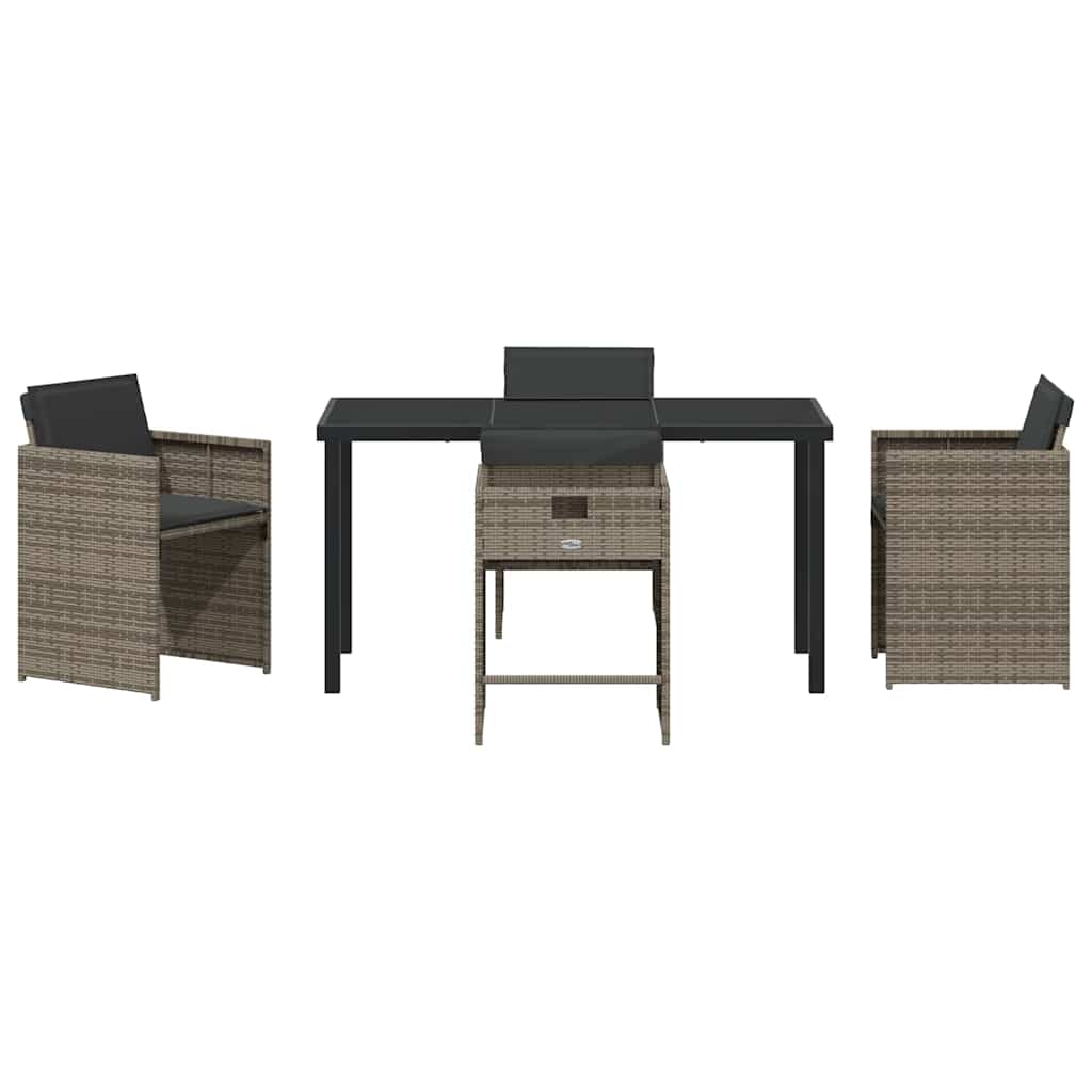 Hage Spisegruppe med pute 5 pcs Grå Poly rattan