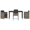 Hage Spisegruppe med pute 5 pcs Grå Poly rattan