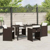 Hage Spisegruppe med pute 5 pcs Brun Poly rattan