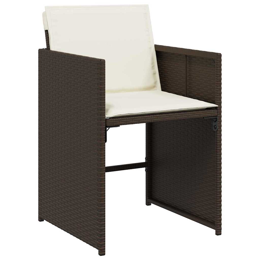 Hage Spisegruppe med pute 5 pcs Brun Poly rattan