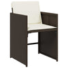Hage Spisegruppe med pute 5 pcs Brun Poly rattan