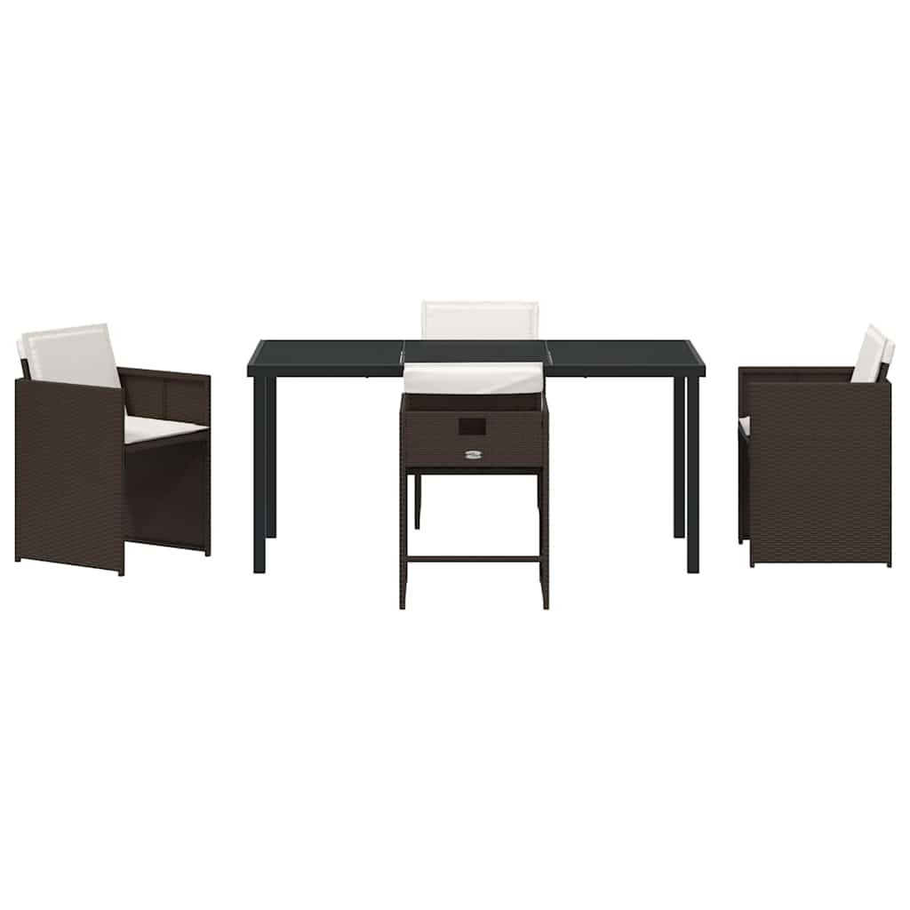 Hage Spisegruppe med pute 5 pcs Brun Poly rattan