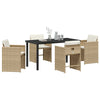 Hage Spisegruppe med pute 5 pcs Beige Poly rattan