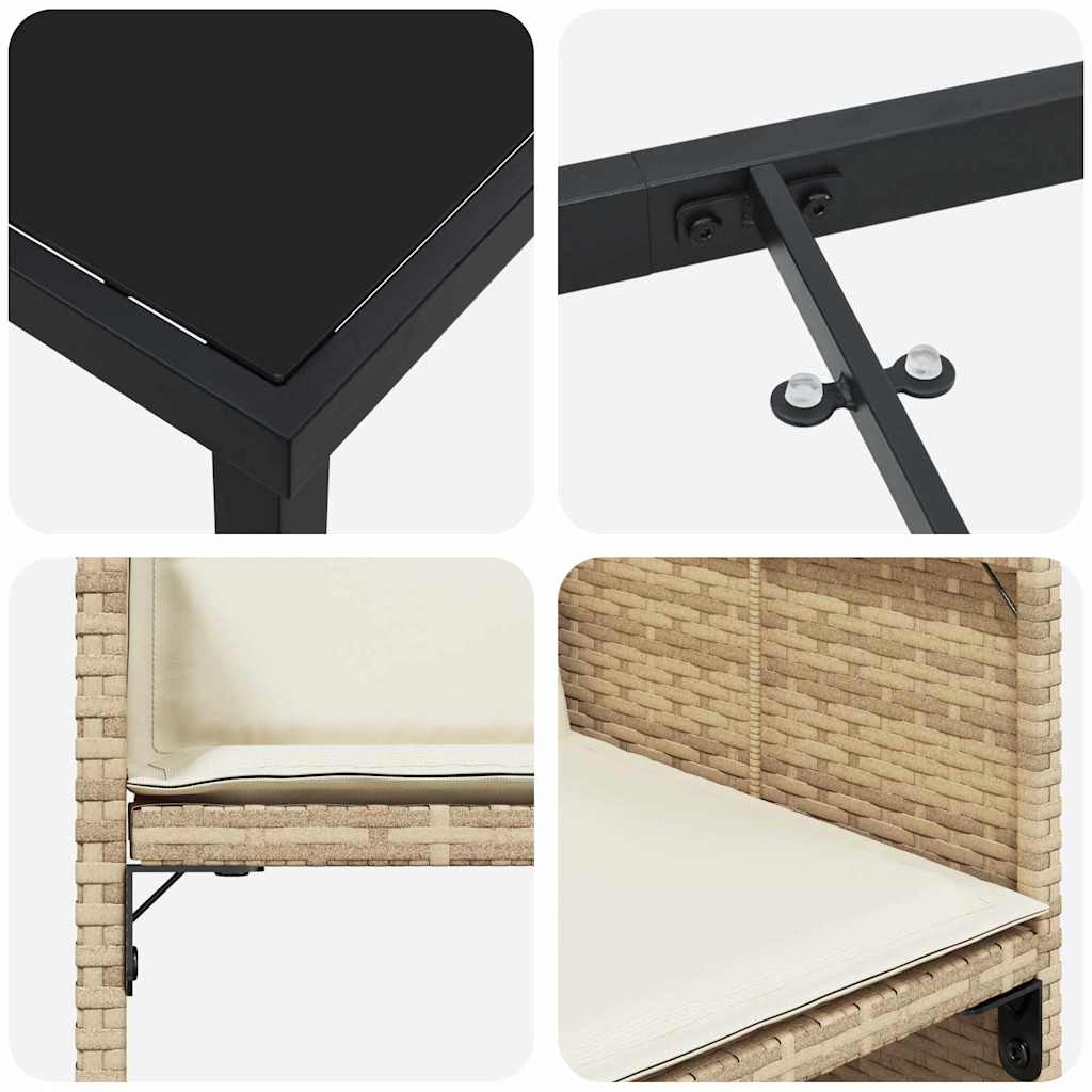 Hage Spisegruppe med pute 5 pcs Beige Poly rattan