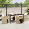 Hage Spisegruppe med pute 5 pcs Beige Poly rattan