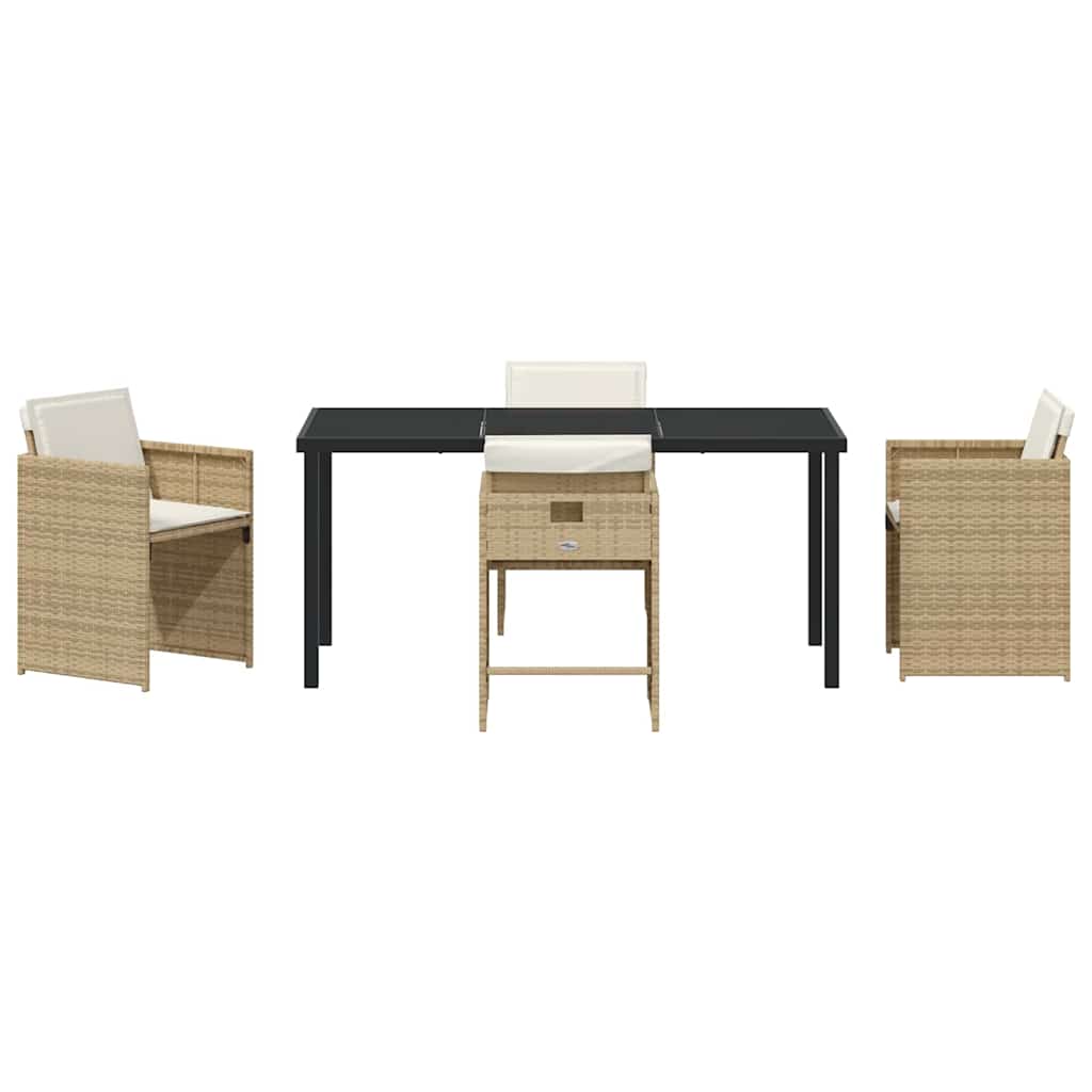 Hage Spisegruppe med pute 5 pcs Beige Poly rattan