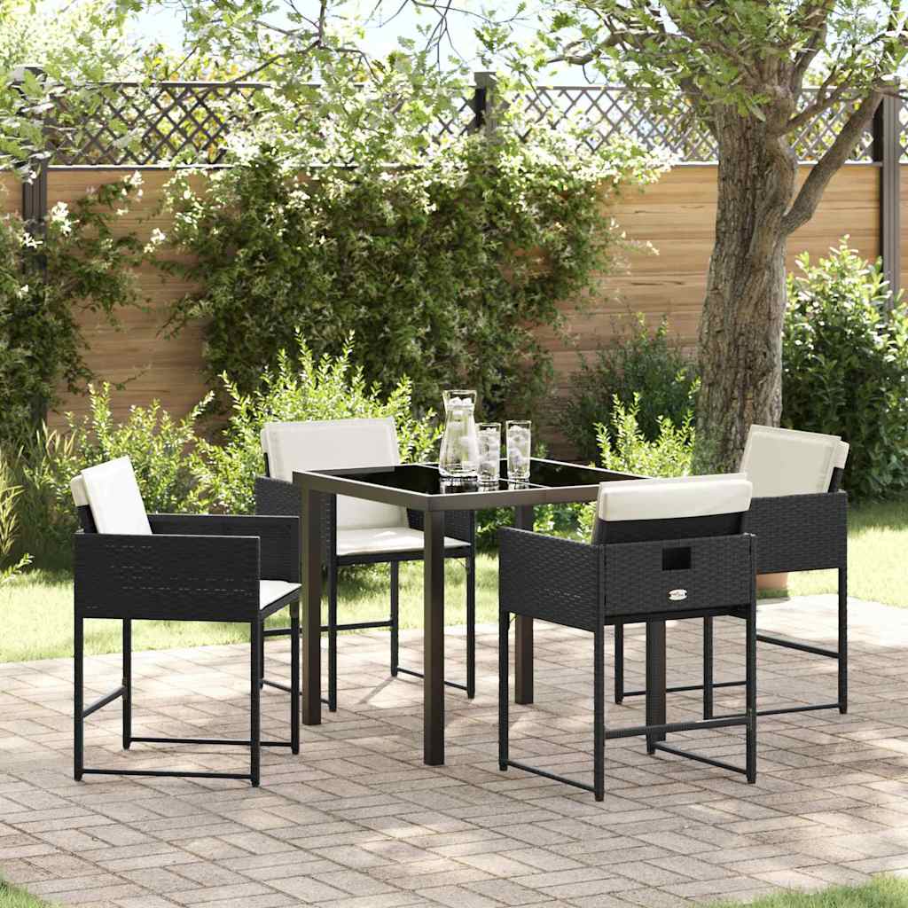 Hage Spisegruppe med pute 5 pcs Svart Poly rattan