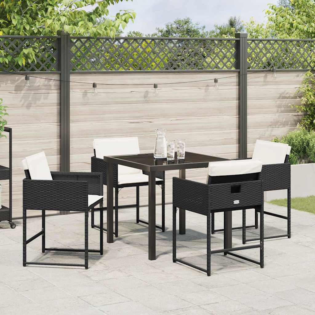 Hage Spisegruppe med pute 5 pcs Svart Poly rattan