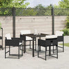 Hage Spisegruppe med pute 5 pcs Svart Poly rattan