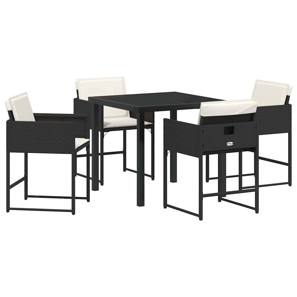 Hage Spisegruppe med pute 5 pcs Svart Poly rattan