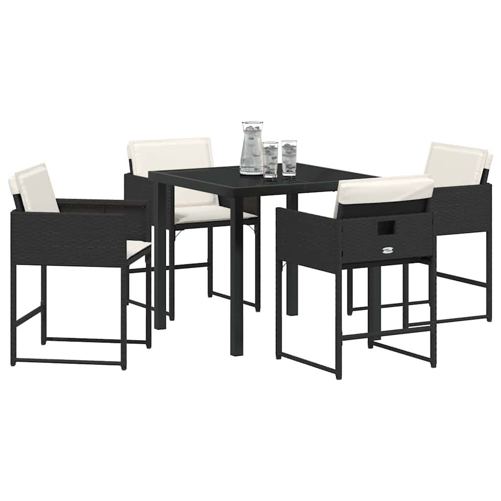 Hage Spisegruppe med pute 5 pcs Svart Poly rattan