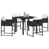 Hage Spisegruppe med pute 5 pcs Svart Poly rattan