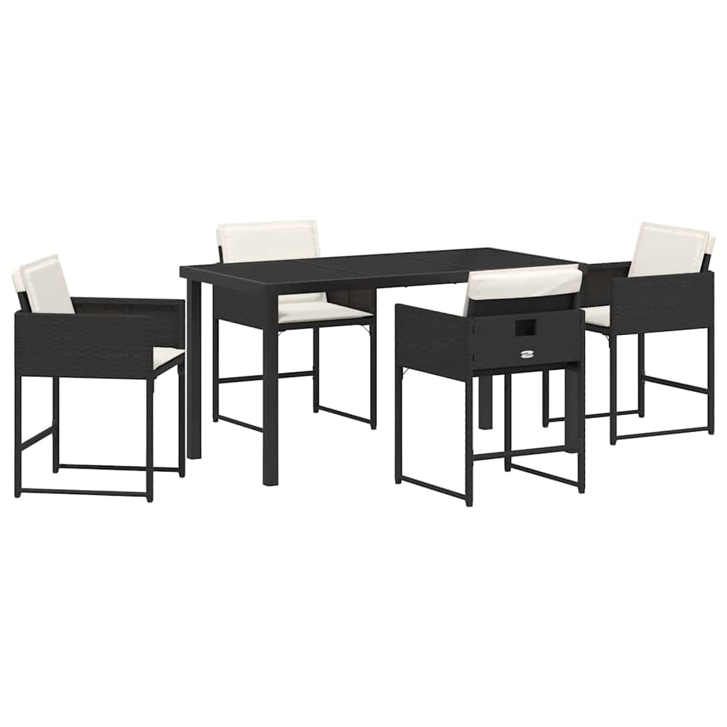 Hage Spisegruppe med pute 5 pcs Svart Poly rattan