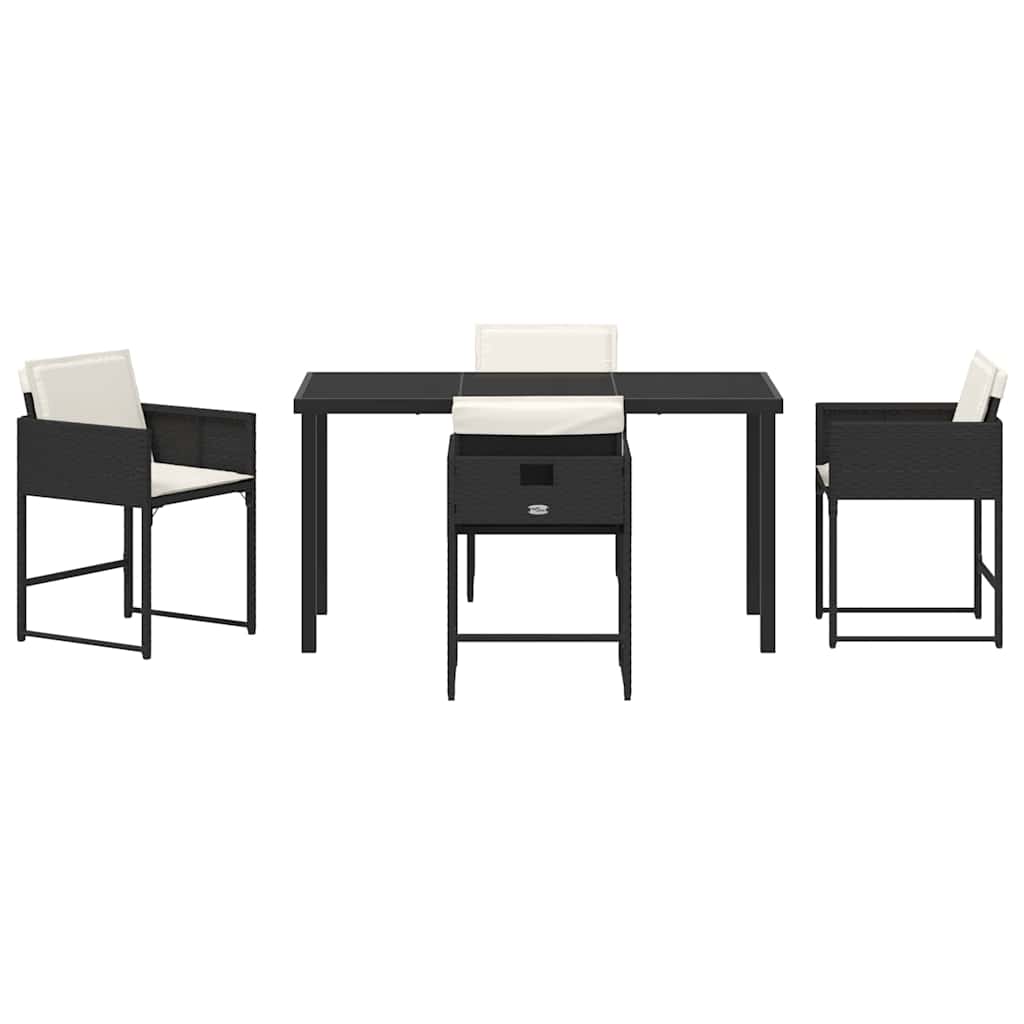 Hage Spisegruppe med pute 5 pcs Svart Poly rattan