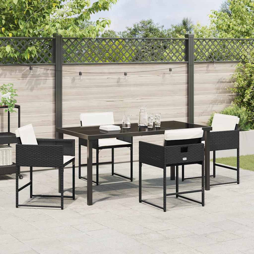 Hage Spisegruppe med pute 5 pcs Svart Poly rattan
