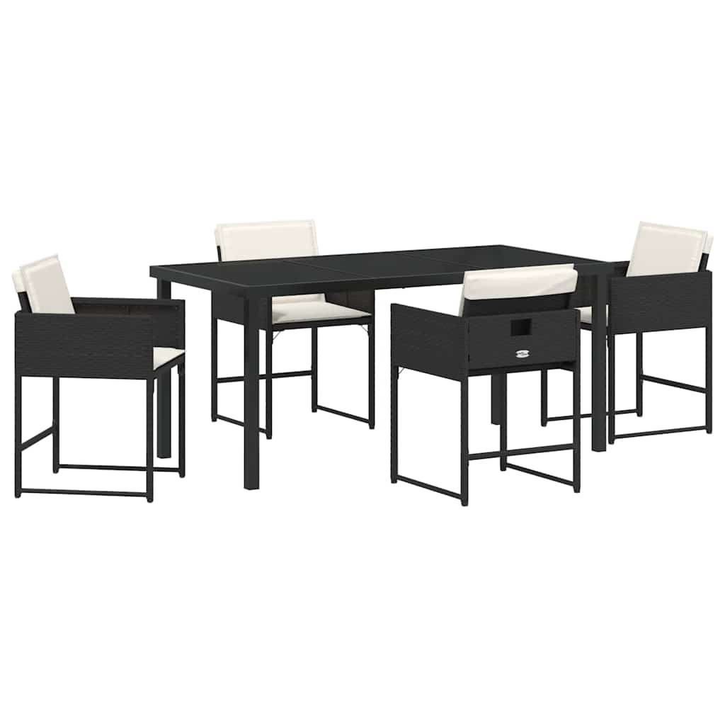 Hage Spisegruppe med pute 5 pcs Svart Poly rattan