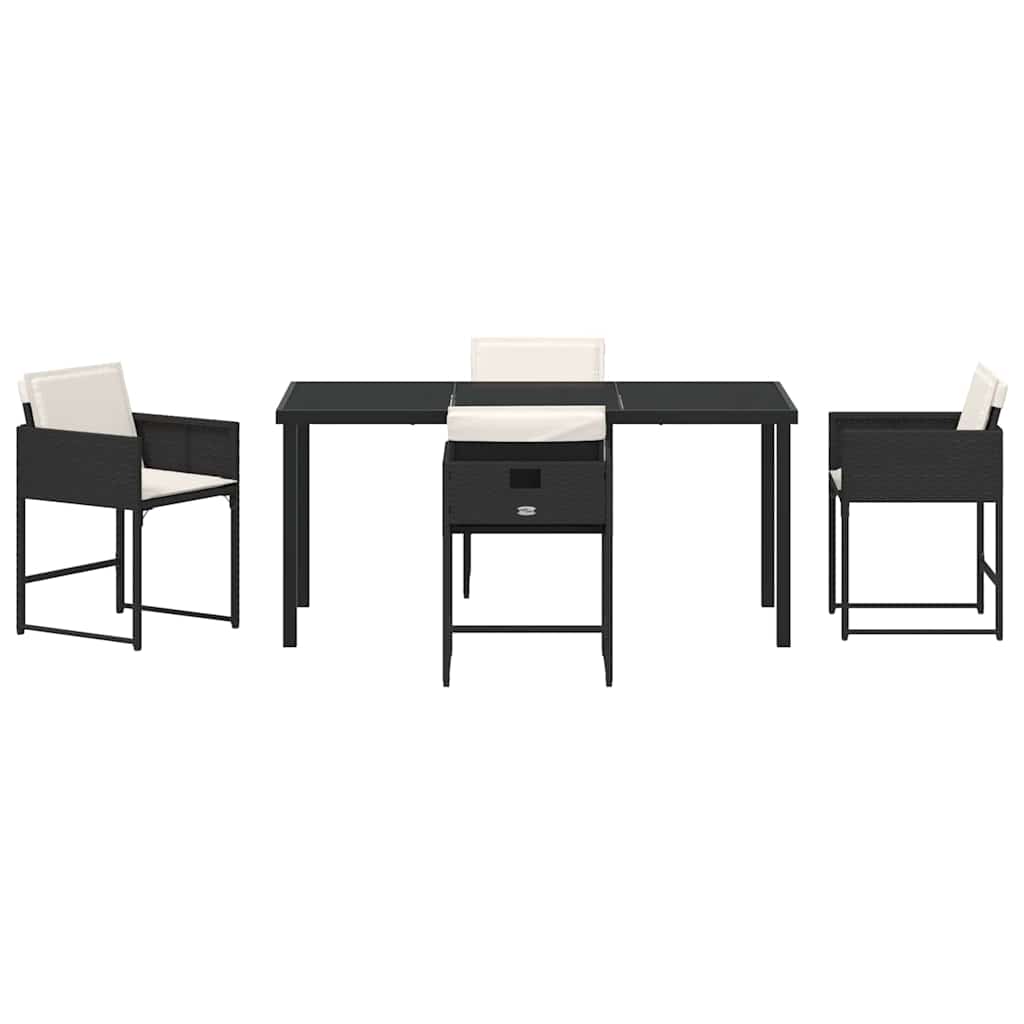 Hage Spisegruppe med pute 5 pcs Svart Poly rattan