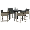 Hage Spisegruppe med pute 5 pcs Grå Poly rattan
