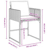 Hage Spisegruppe med pute 5 pcs Grå Poly rattan