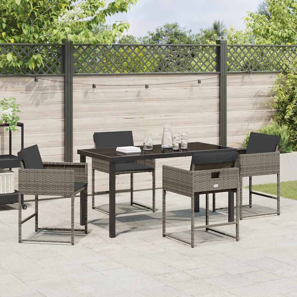Hage Spisegruppe med pute 5 pcs Grå Poly rattan