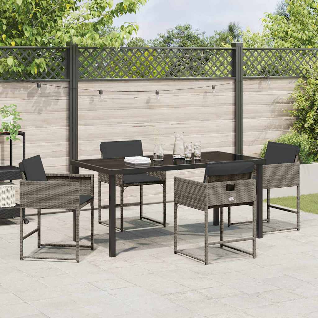 Hage Spisegruppe med pute 5 pcs Grå Poly rattan