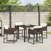 Hage Spisegruppe med pute 5 pcs Brun Poly rattan