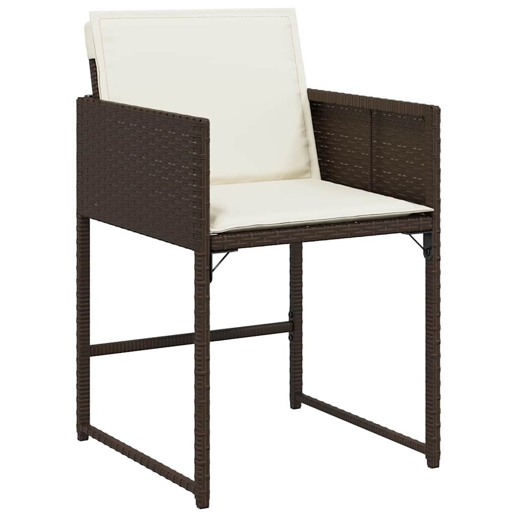 Hage Spisegruppe med pute 5 pcs Brun Poly rattan