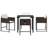 Hage Spisegruppe med pute 5 pcs Brun Poly rattan