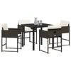 Hage Spisegruppe med pute 5 pcs Brun Poly rattan