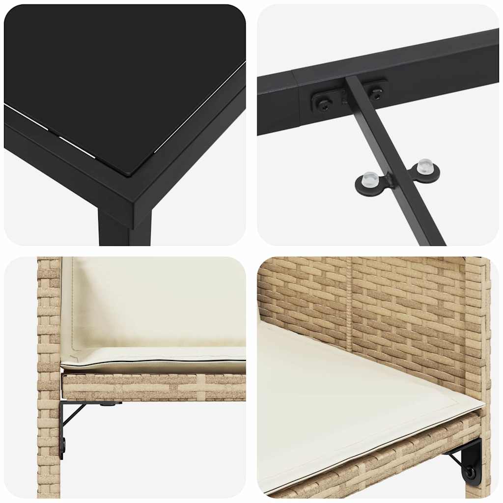 Hage Spisegruppe med pute 5 pcs Beige Poly rattan