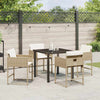 Hage Spisegruppe med pute 5 pcs Beige Poly rattan