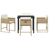 Hage Spisegruppe med pute 5 pcs Beige Poly rattan