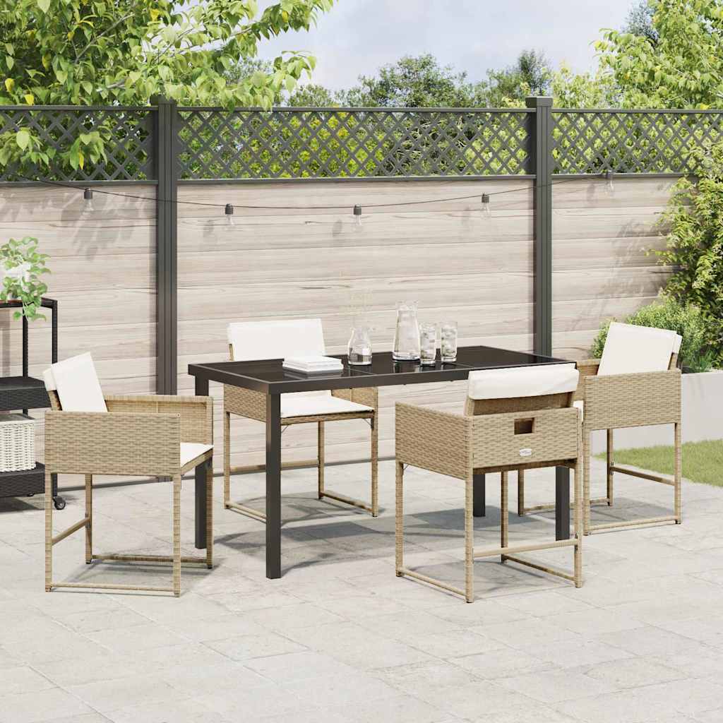 Hage Spisegruppe med pute 5 pcs Beige Poly rattan