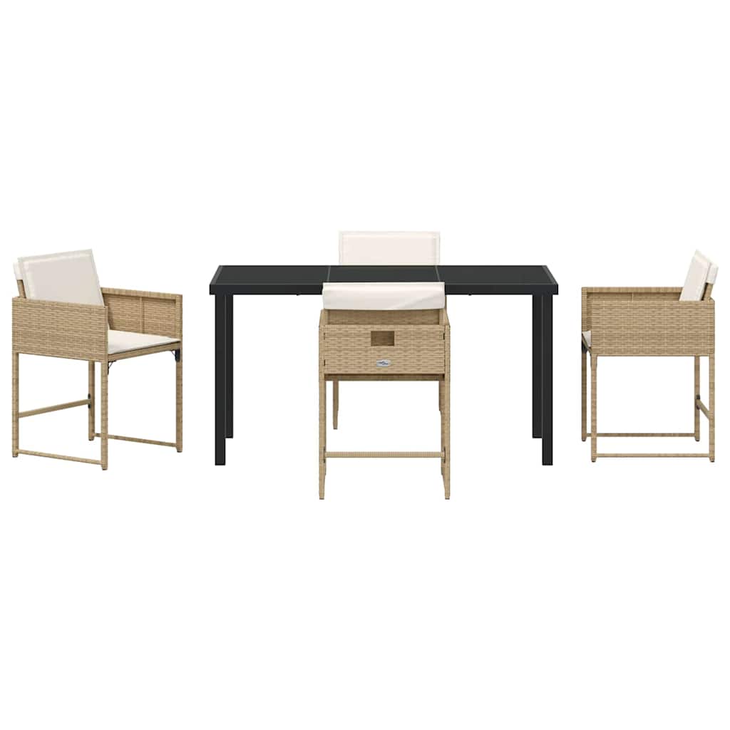 Hage Spisegruppe med pute 5 pcs Beige Poly rattan
