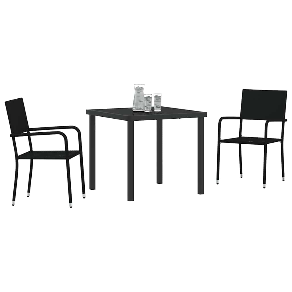 Hage Spisegruppe med pute 3 pcs Svart polyrotting