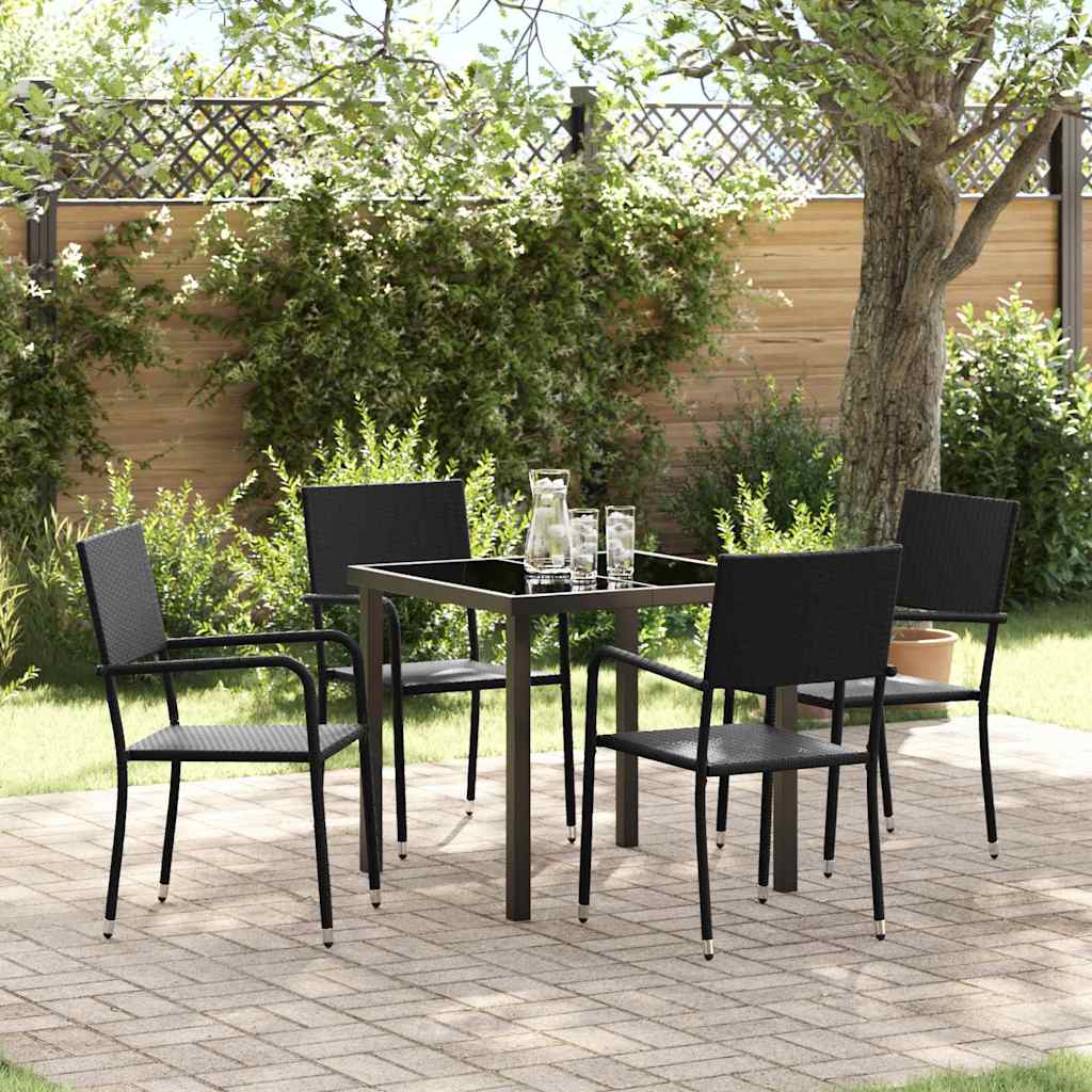 Hage Spisegruppe med pute 5 pcs Svart polyrotting