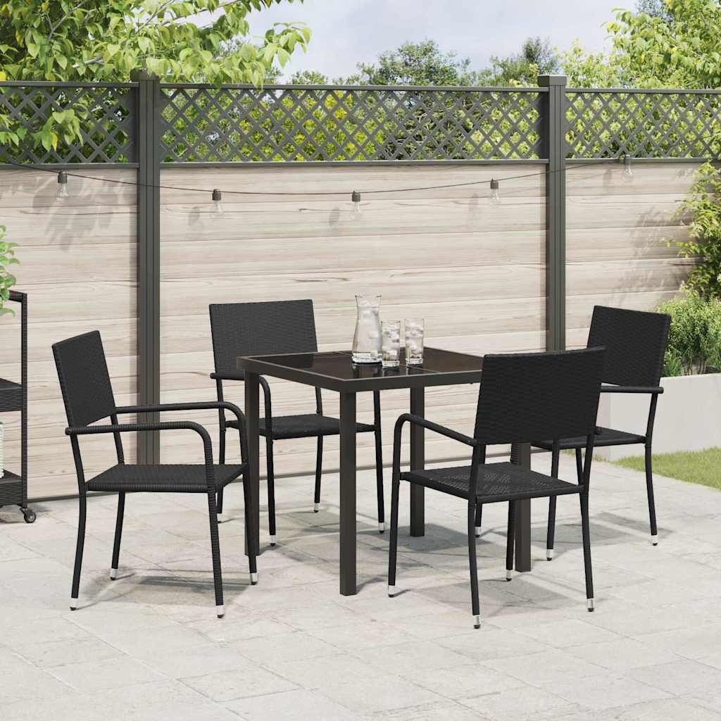Hage Spisegruppe med pute 5 pcs Svart polyrotting