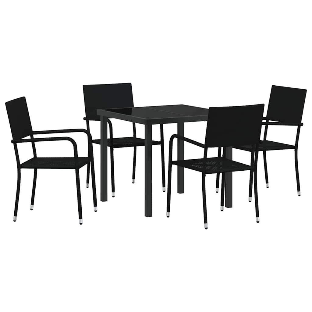 Hage Spisegruppe med pute 5 pcs Svart polyrotting