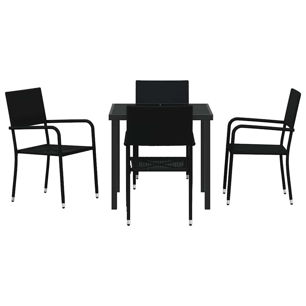 Hage Spisegruppe med pute 5 pcs Svart polyrotting