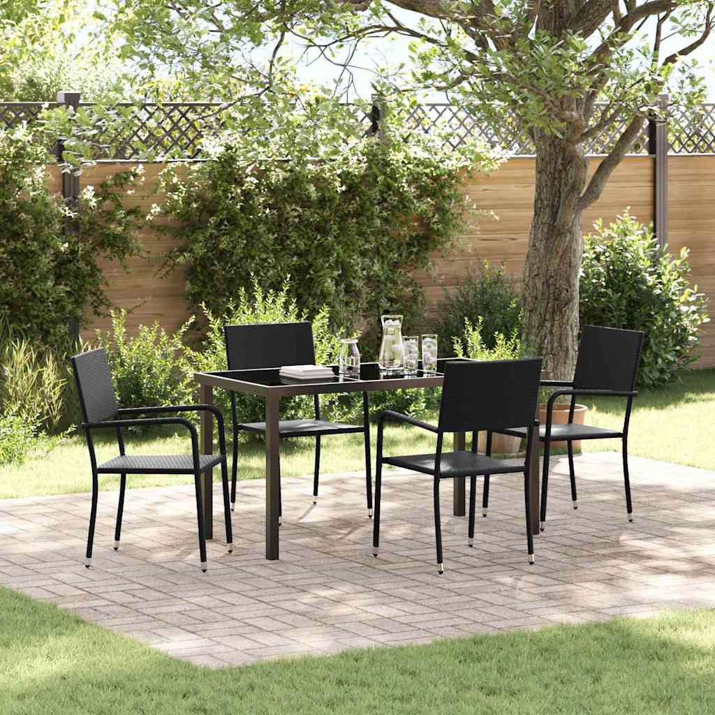Hage Spisegruppe med pute 5 pcs Svart polyrotting