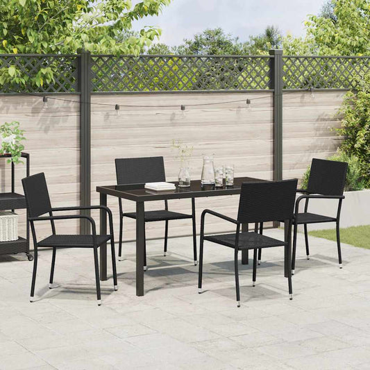 Hage Spisegruppe med pute 5 pcs Svart polyrotting