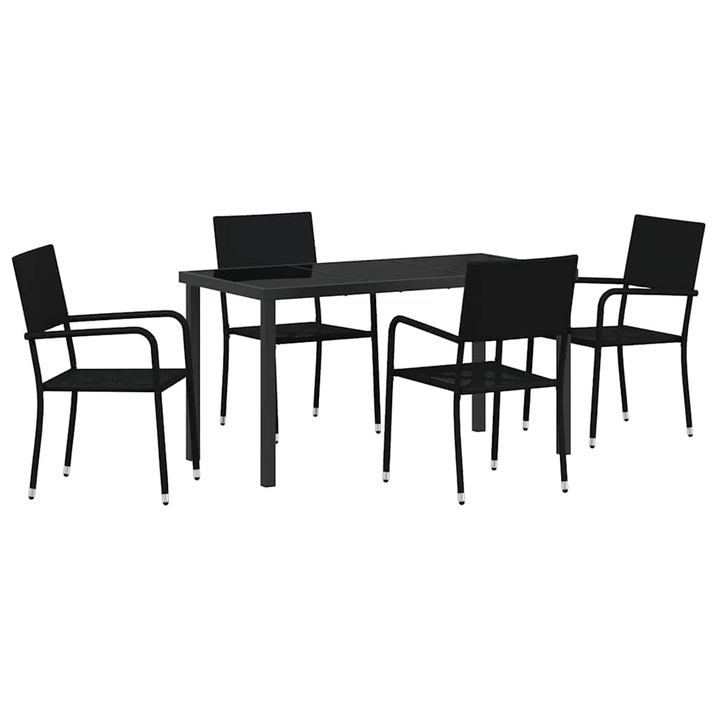 Hage Spisegruppe med pute 5 pcs Svart polyrotting