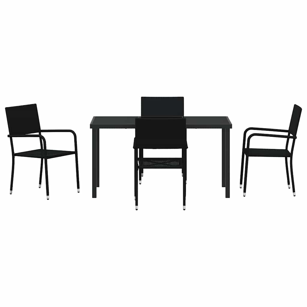 Hage Spisegruppe med pute 5 pcs Svart polyrotting