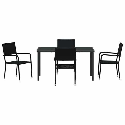 Hage Spisegruppe med pute 5 pcs Svart polyrotting
