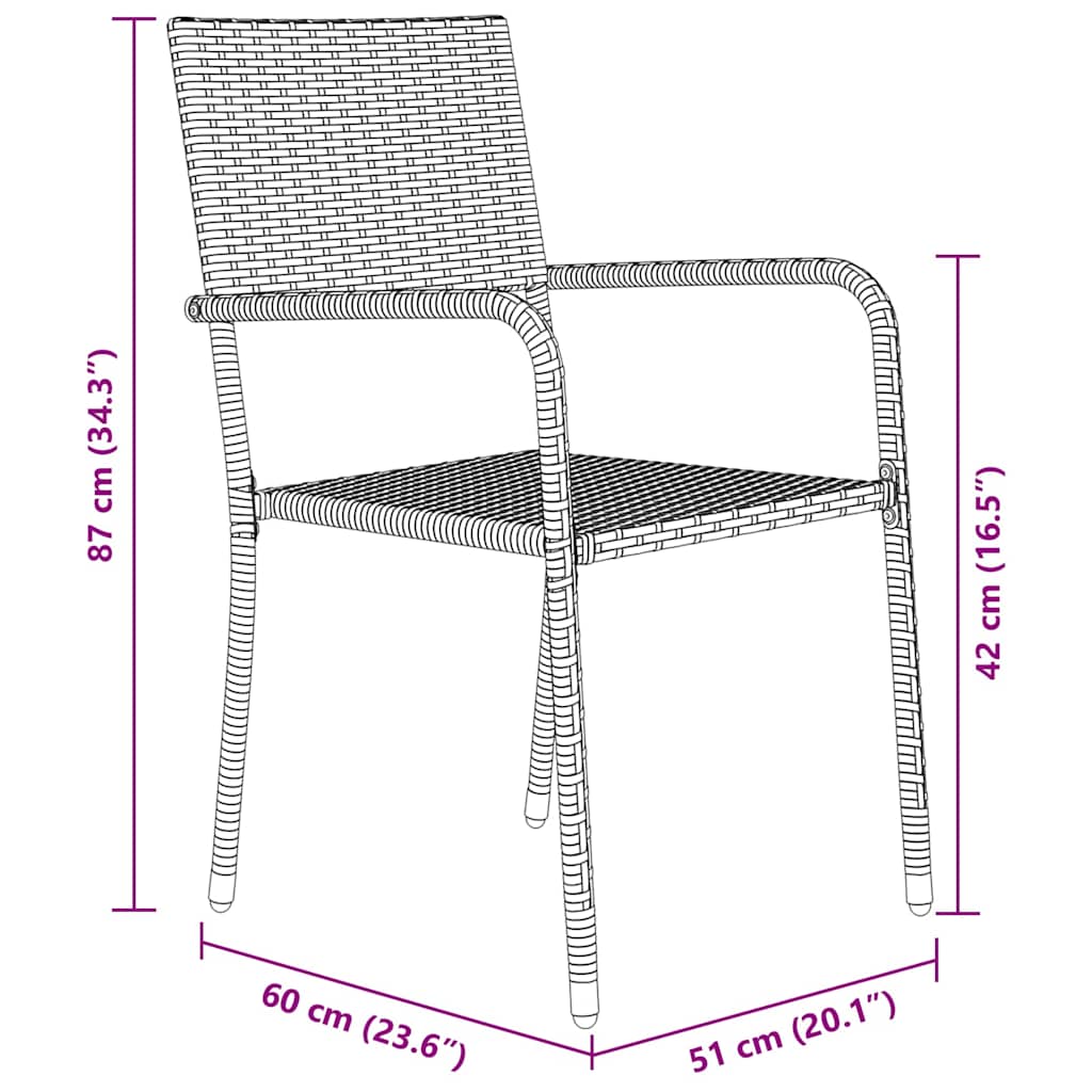 Hage Spisegruppe med pute 5 pcs Svart polyrotting