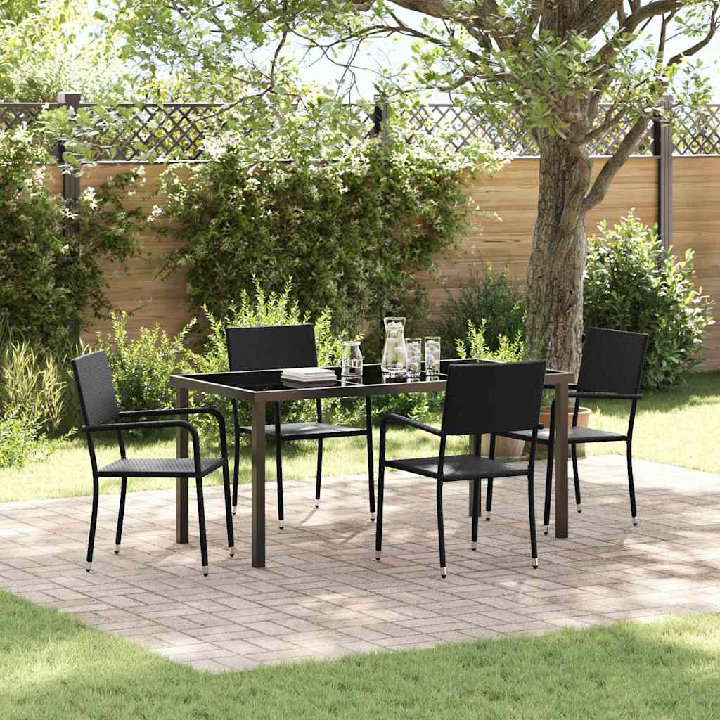 Hage Spisegruppe med pute 5 pcs Svart polyrotting