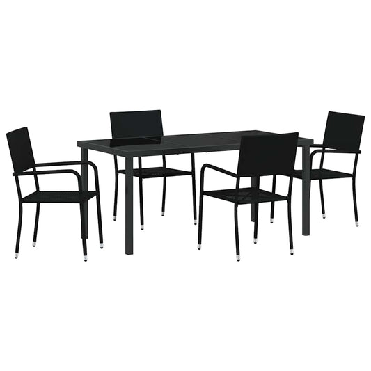 Hage Spisegruppe med pute 5 pcs Svart polyrotting