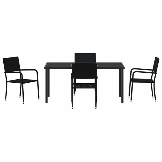 Hage Spisegruppe med pute 5 pcs Svart polyrotting