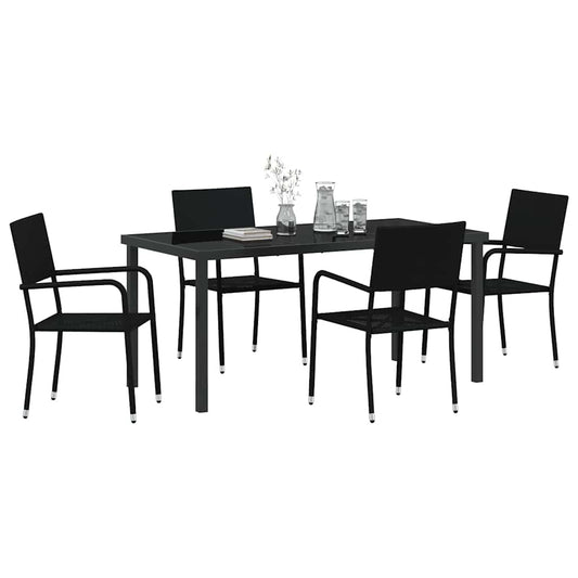 Hage Spisegruppe med pute 5 pcs Svart polyrotting