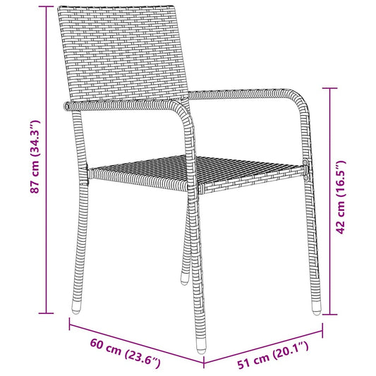 Hage Spisegruppe med pute 5 pcs Svart polyrotting